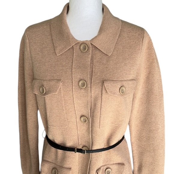 LK Bennett Miranda Camel Knit Belted Cardigan Sweater - M - Picture 7 of 16